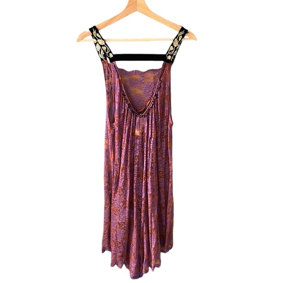 Free People Y2K Whimsigrunge Lace Sheer Tunic Top Embroidered Purple Sz S - Picture 8 of 9